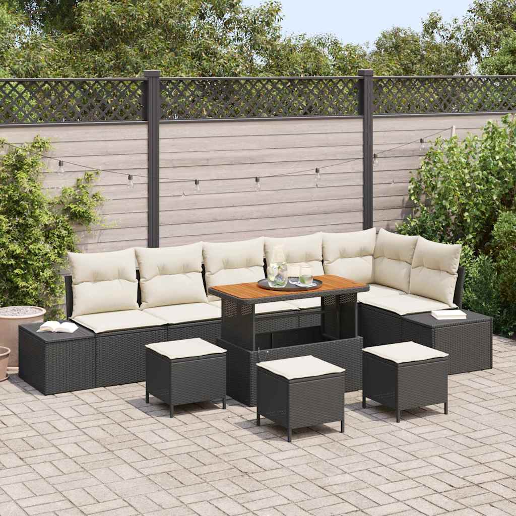 Tuinbankenset met kussen met opslag 10 pcs Zwart Poly riet is nu te koop bij PeponiXL, paradijselijk wonen!