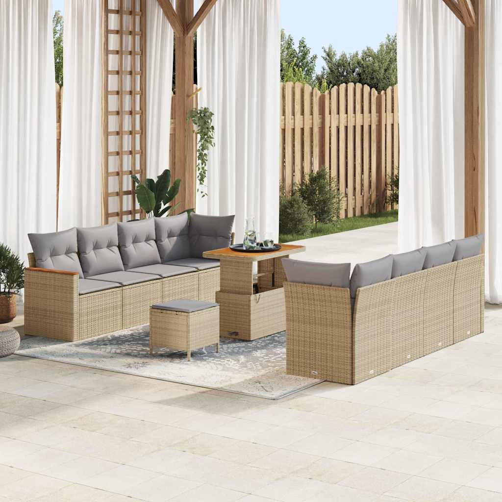 Tuinbankenset met kussen 12 pcs Beige poly rattan is nu te koop bij PeponiXL, paradijselijk wonen!