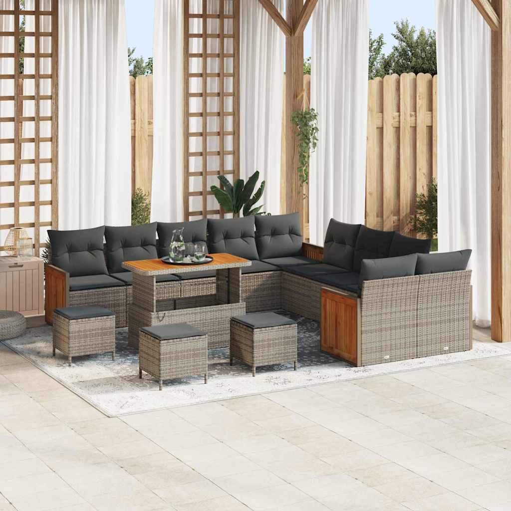 Tuinbankenset met kussen 18 pcs Grijs poly rattan is nu te koop bij PeponiXL, paradijselijk wonen!