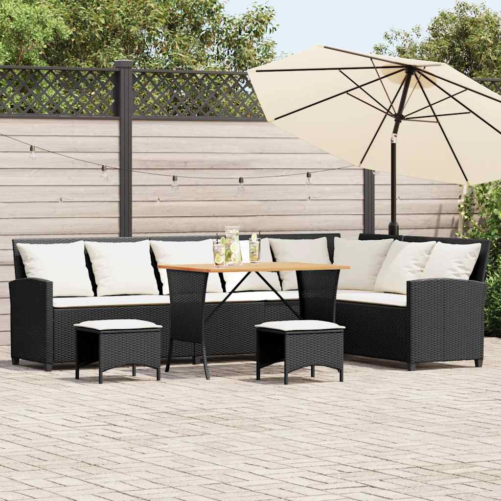 4-delige Tuinbankstel met kussens L-vormig poly rattan zwart is nu te koop bij PeponiXL, paradijselijk wonen!