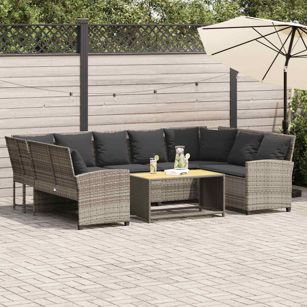 Tuinbank met kussens poly rattan lichtgrijs is nu te koop bij PeponiXL, paradijselijk wonen!