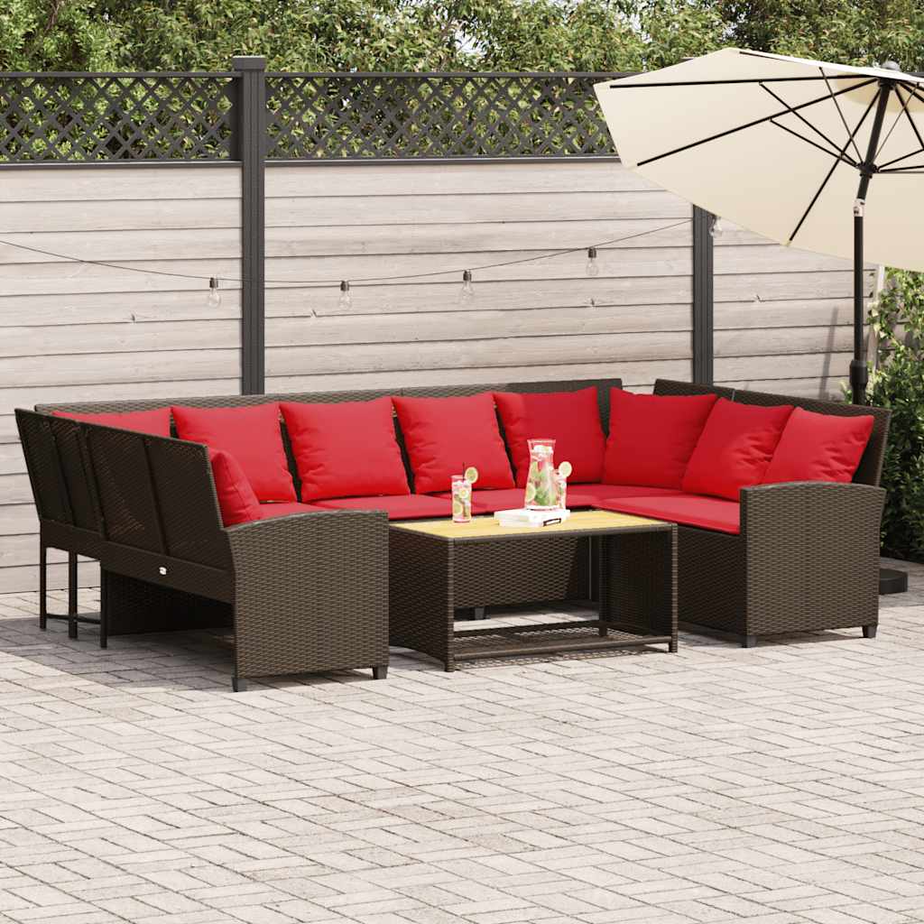Tuinbank met kussens poly rattan bruin is nu te koop bij PeponiXL, paradijselijk wonen!