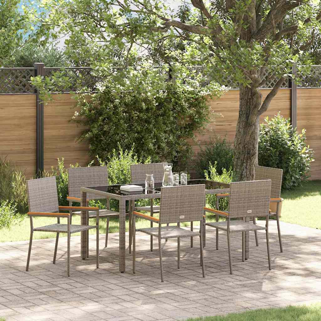 Tuin eettafelset 7 pcs Grijs poly rattan is nu te koop bij PeponiXL, paradijselijk wonen!