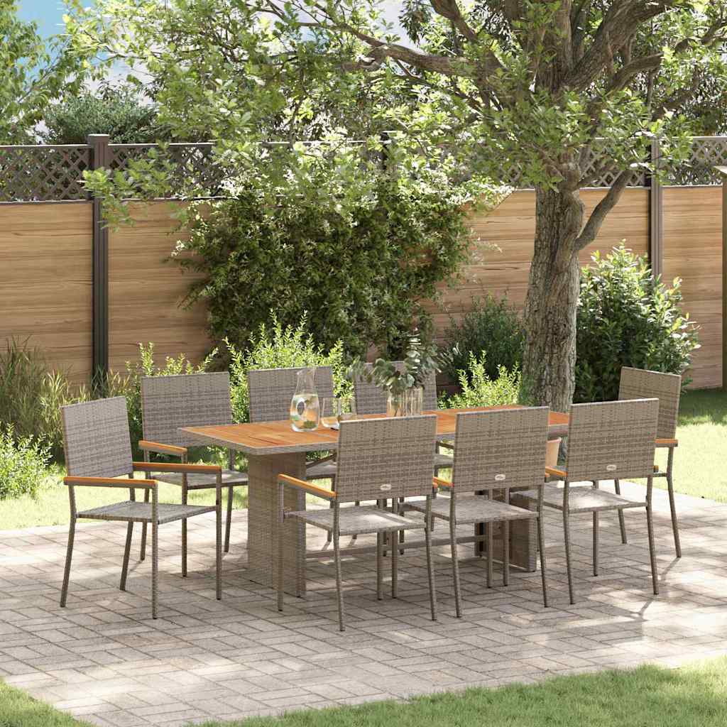 Tuin eettafelset 9 pcs Grijs poly rattan is nu te koop bij PeponiXL, paradijselijk wonen!