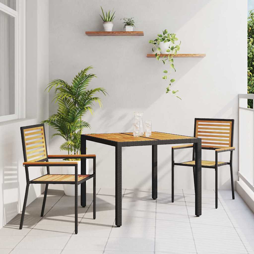 Tuin eettafelset 3 pcs Zwart en Bruin poly rattan is nu te koop bij PeponiXL, paradijselijk wonen!