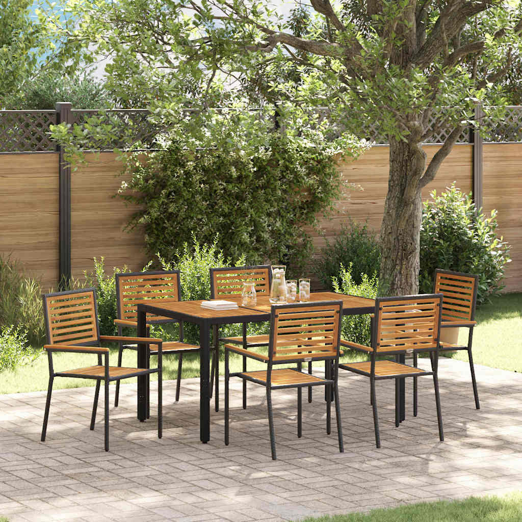 Tuin eettafelset 7 pcs Zwart en Bruin poly rattan is nu te koop bij PeponiXL, paradijselijk wonen!