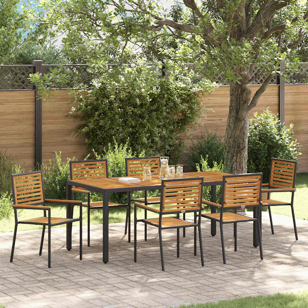 Tuin eettafelset 7 pcs Zwart en Bruin poly rattan is nu te koop bij PeponiXL, paradijselijk wonen!