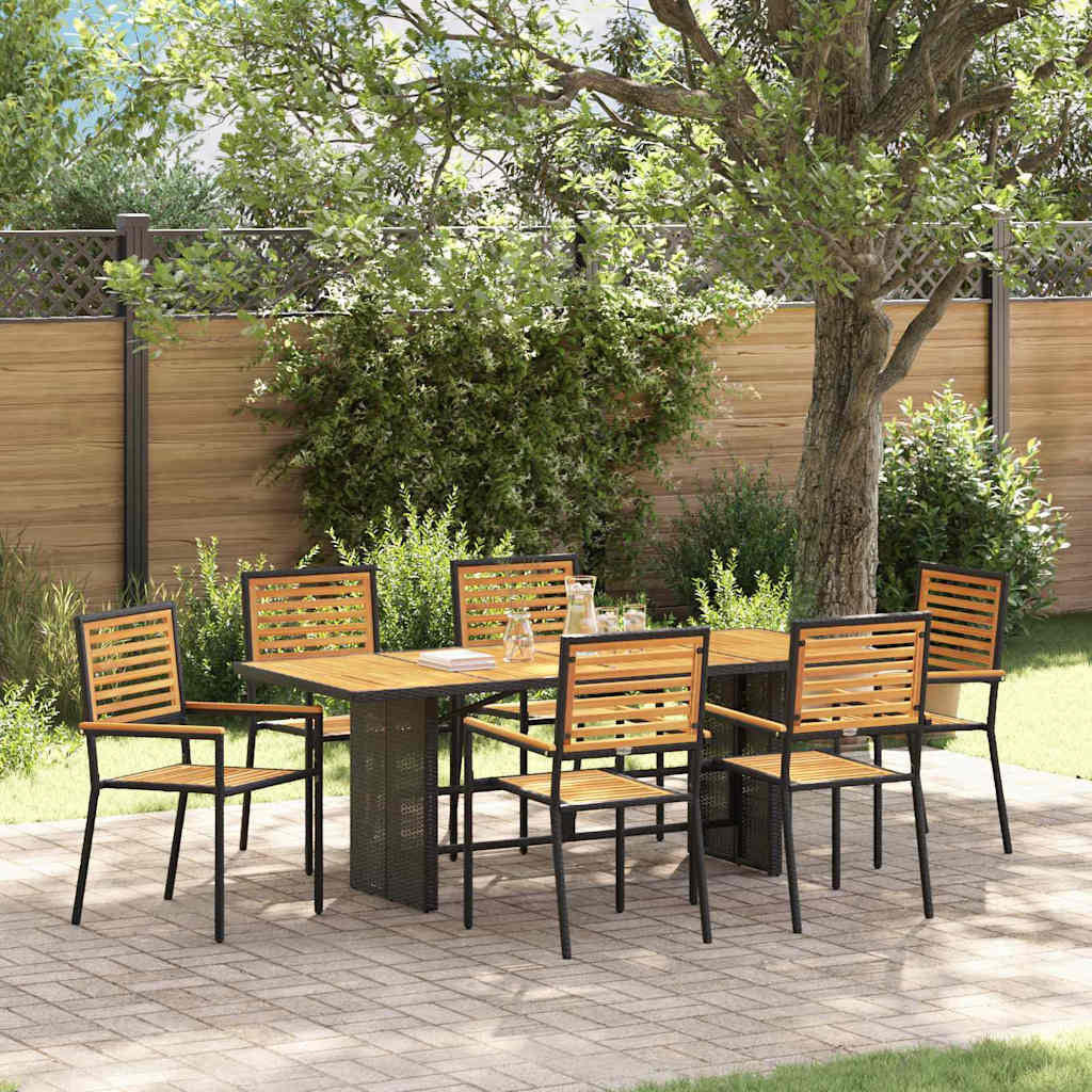 Tuin eettafelset 7 pcs Zwart en Bruin poly rattan is nu te koop bij PeponiXL, paradijselijk wonen!