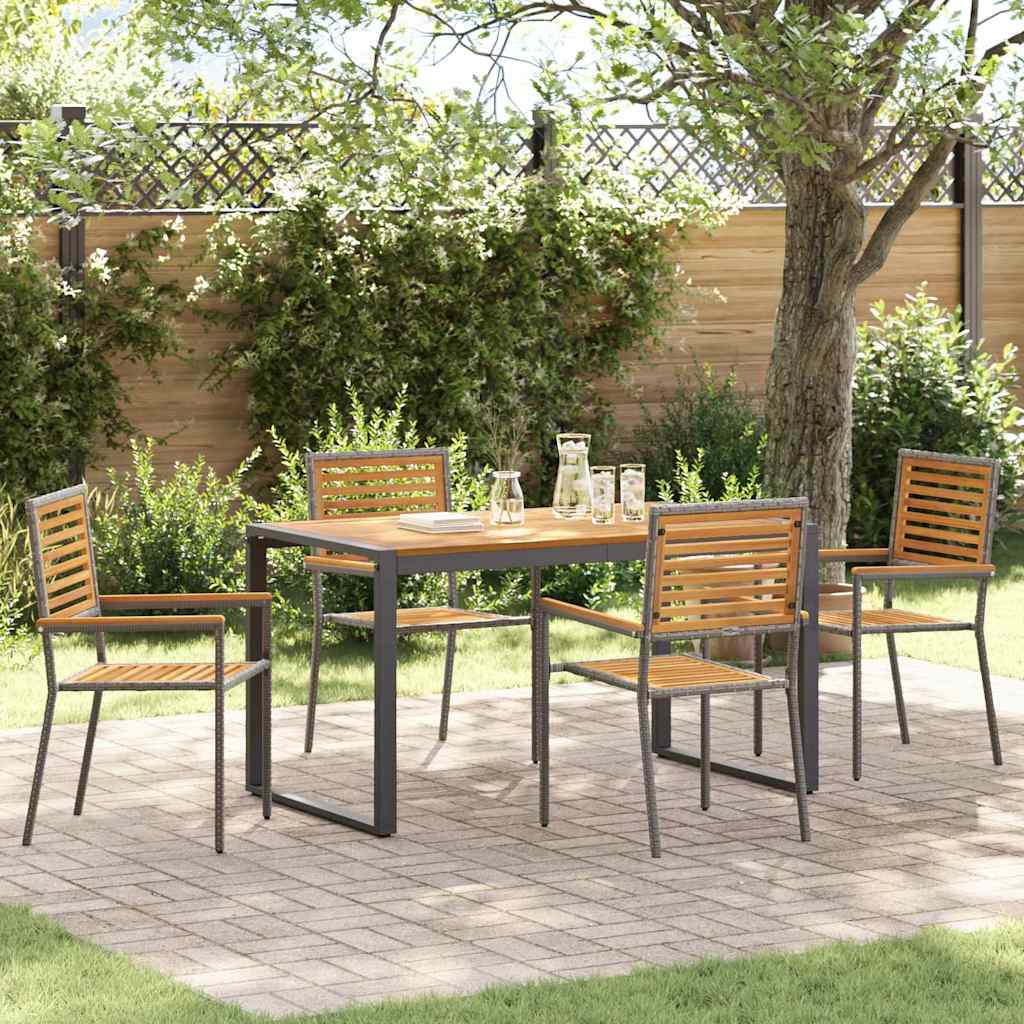 Tuin eettafelset 5 pcs Grijs en Bruin poly rattan is nu te koop bij PeponiXL, paradijselijk wonen!