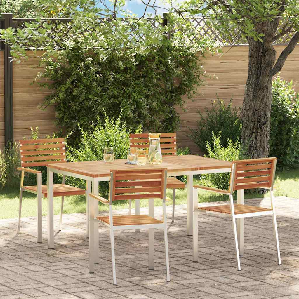 Tuin eettafelset 5 pcs Bruin Massief Acaciahout is nu te koop bij PeponiXL, paradijselijk wonen!