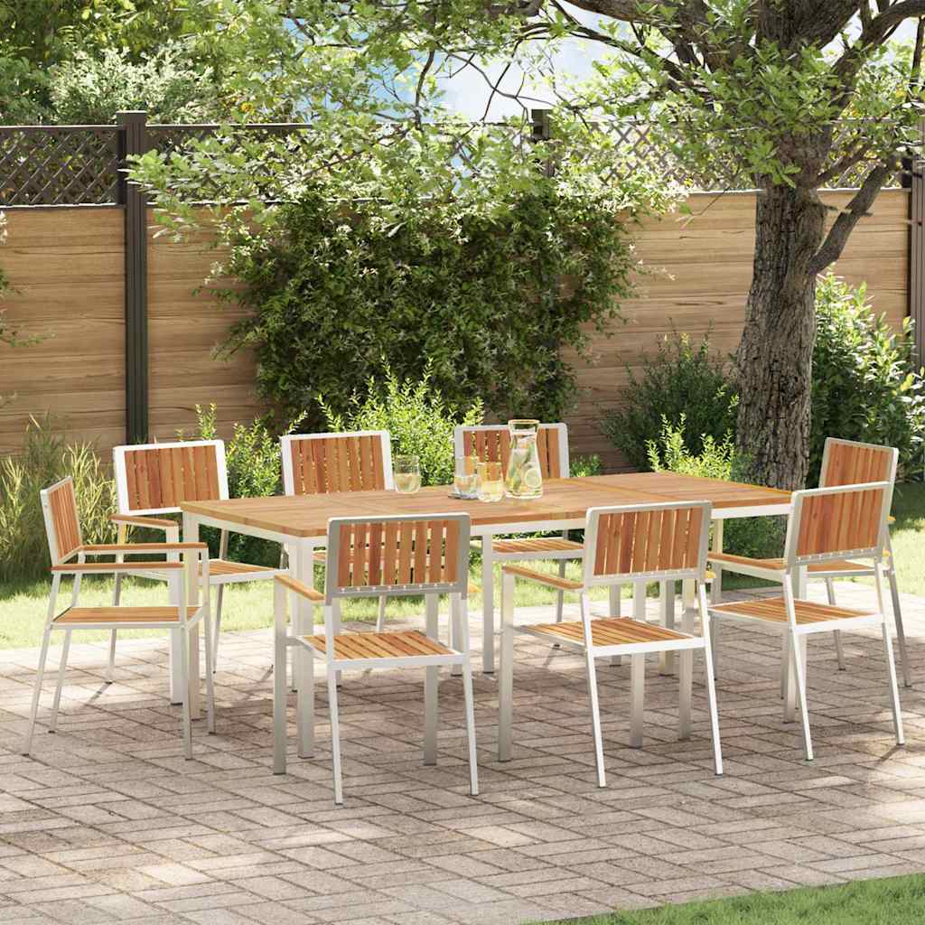 Buiten eettafelset 9 pcs Bruin Massief Acaciahout is nu te koop bij PeponiXL, paradijselijk wonen!