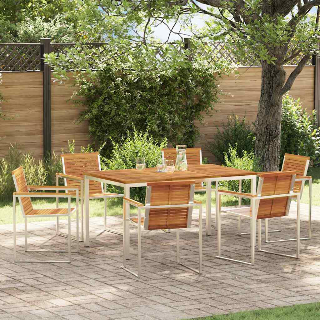 Tuin eettafelset 7 pcs Bruin Massief Acaciahout is nu te koop bij PeponiXL, paradijselijk wonen!