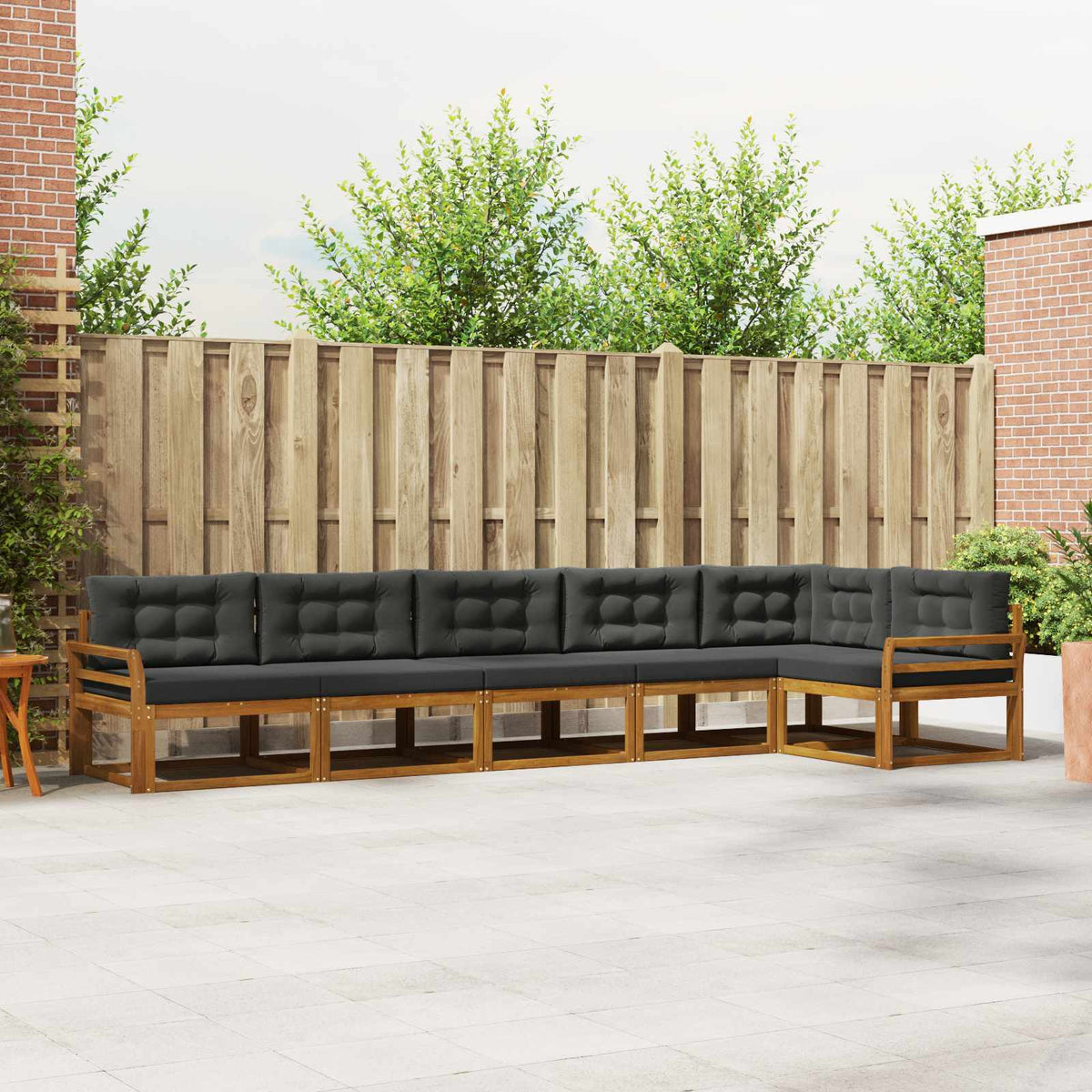 Buiten bankenset met kussen 6 pcs Natuurlijk en Antraciet is nu te koop bij PeponiXL, paradijselijk wonen!