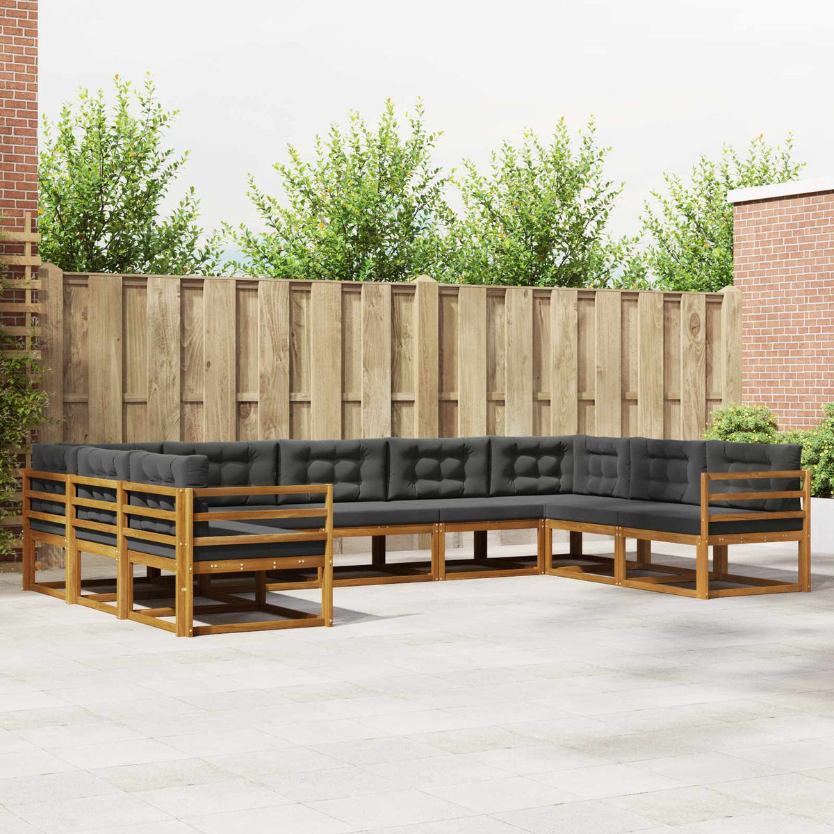 Buiten bankenset met kussen 9 pcs Natuurlijk en Antraciet is nu te koop bij PeponiXL, paradijselijk wonen!