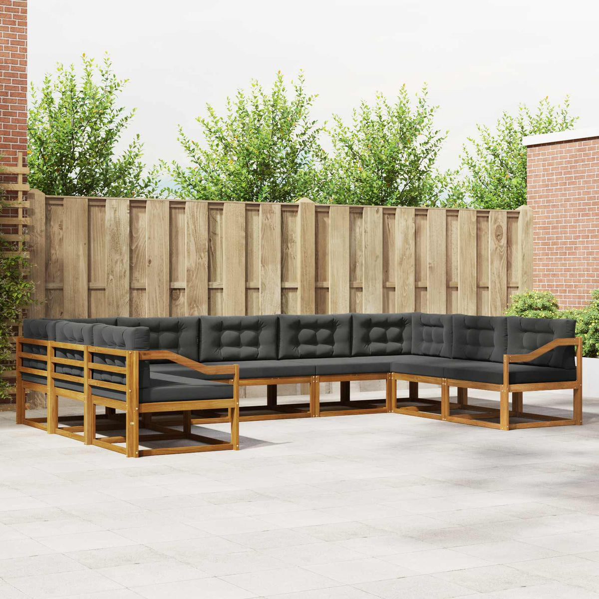 Buiten bankenset met kussen 9 pcs Natuurlijk en Antraciet is nu te koop bij PeponiXL, paradijselijk wonen!