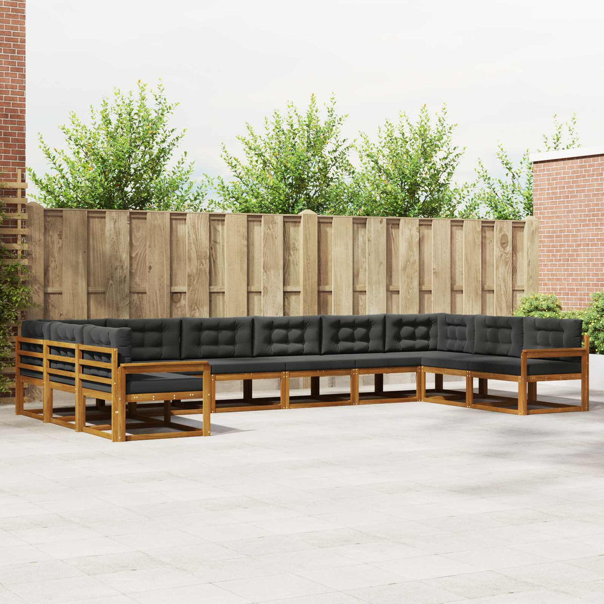 Buiten bankenset met kussen 10 pcs Natuurlijk en Antraciet is nu te koop bij PeponiXL, paradijselijk wonen!