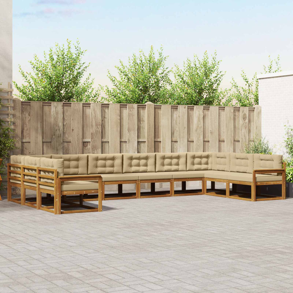 Buiten bankenset met kussen 10 pcs Natuurlijk en Beige is nu te koop bij PeponiXL, paradijselijk wonen!
