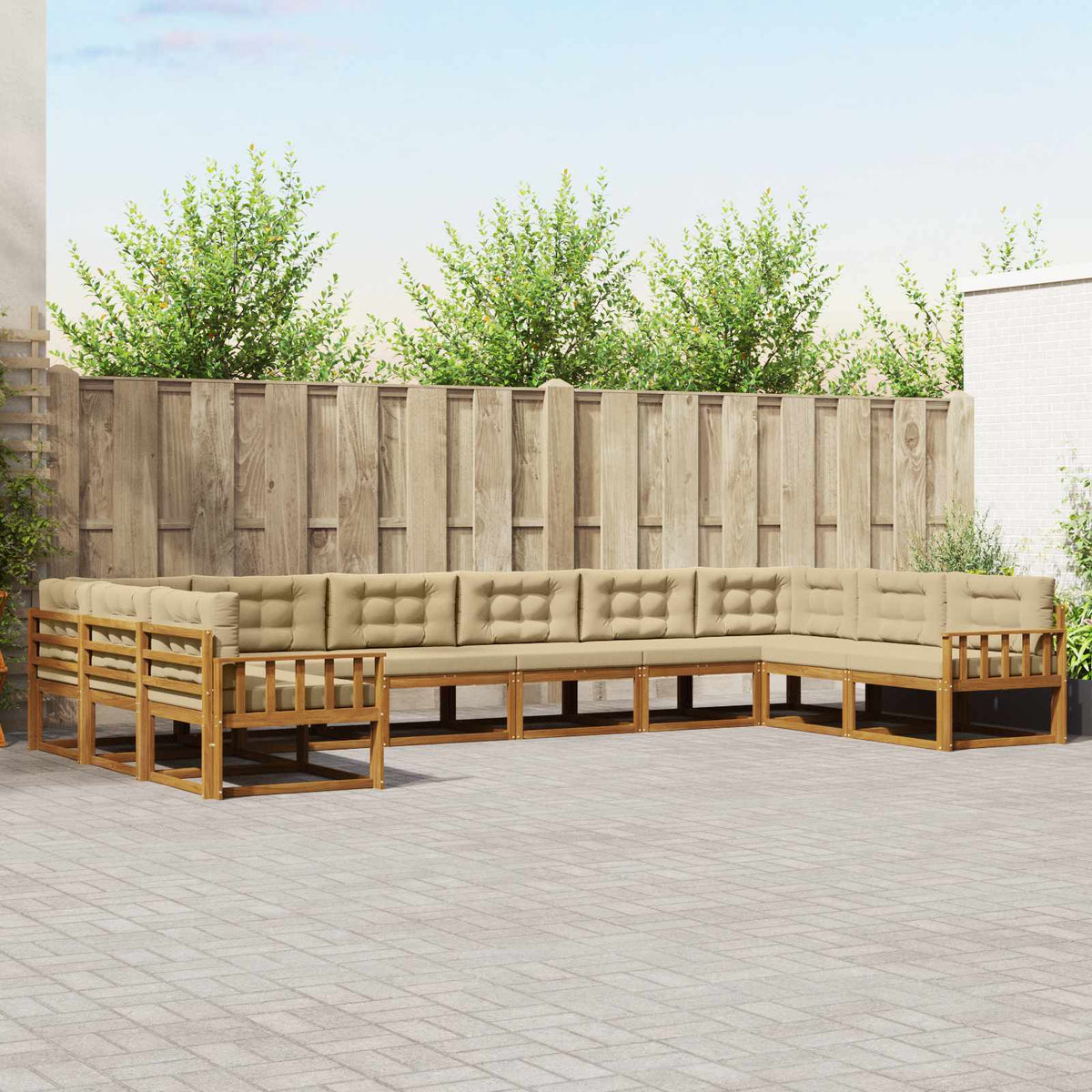 Buiten bankenset met kussen 10 pcs Natuurlijk en Beige is nu te koop bij PeponiXL, paradijselijk wonen!