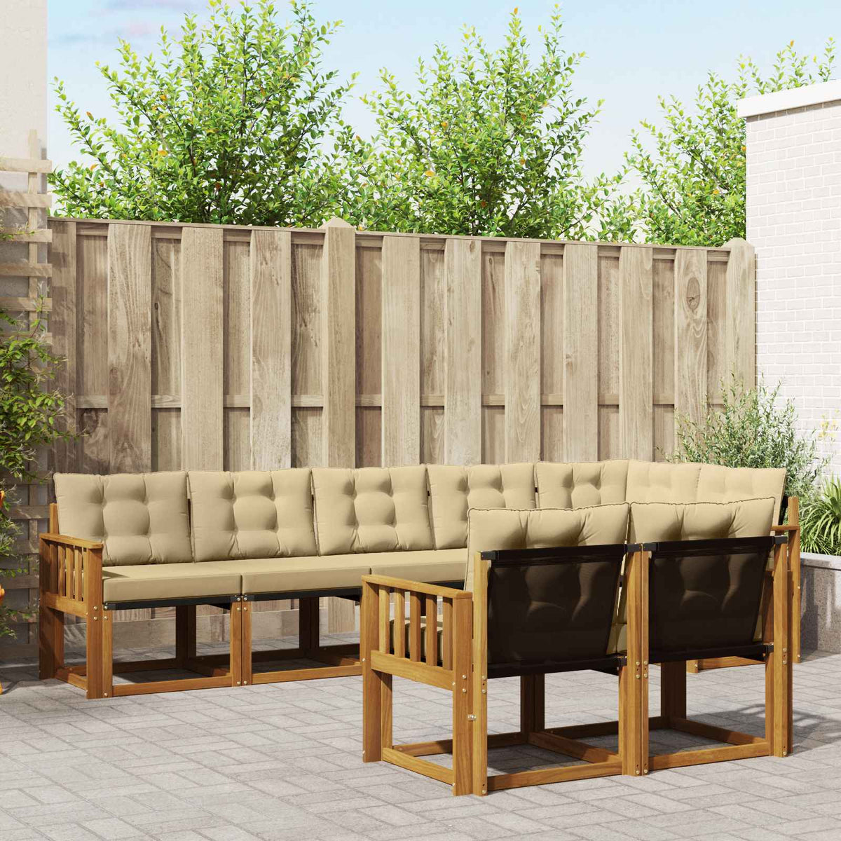 Buiten bankenset met kussen 8 pcs Natuurlijk en Beige is nu te koop bij PeponiXL, paradijselijk wonen!