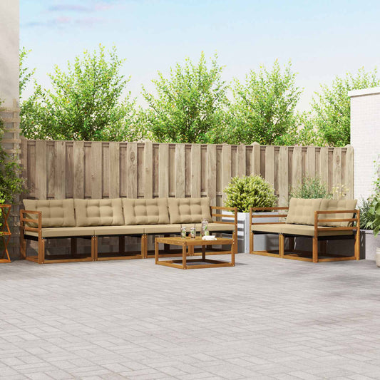 Buiten bankenset met kussen 7 pcs Natuurlijk en Beige is nu te koop bij PeponiXL, paradijselijk wonen!