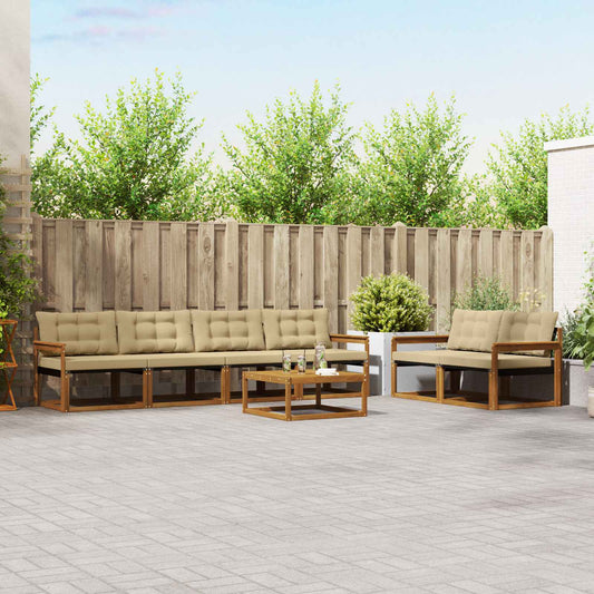 Buiten bankenset met kussen 7 pcs Natuurlijk en Beige is nu te koop bij PeponiXL, paradijselijk wonen!