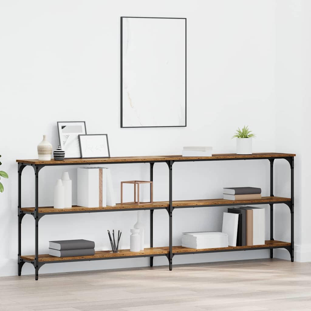 Wandtafel Oud Hout 200 x 29 x 75 cm Geperst Hout en Metaal is nu te koop bij PeponiXL, paradijselijk wonen!