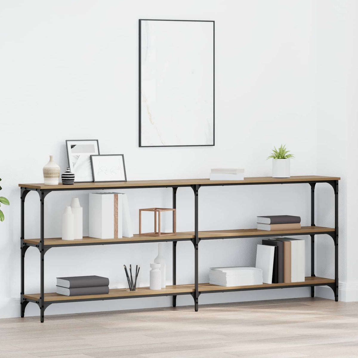 Wandtafel artisanaal eikenkleurig 200 x 29 x 75 cm is nu te koop bij PeponiXL, paradijselijk wonen!