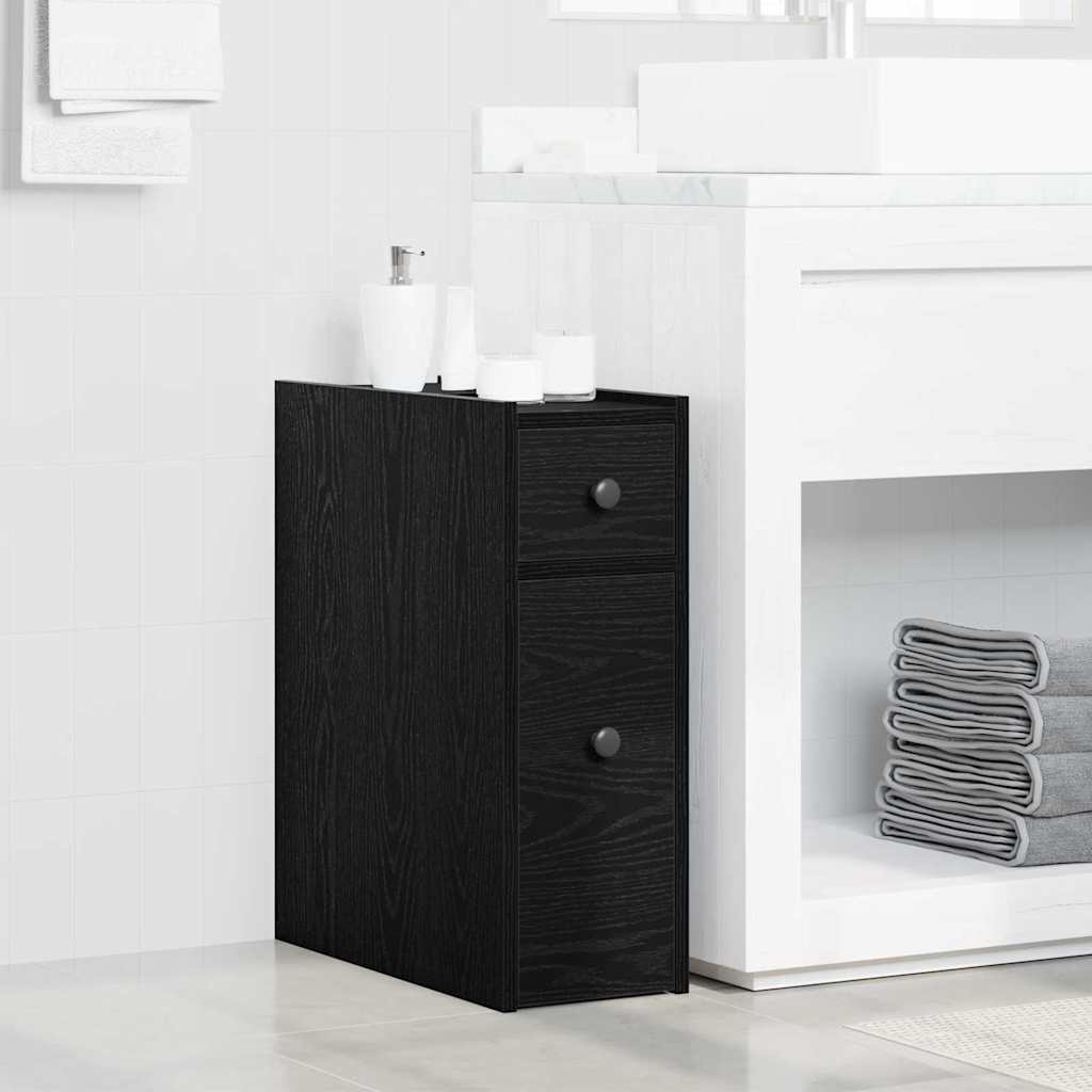 vidaXL Badkamerkast 21,5 x 50 x 60 cm Bewerkt hout Zwart Eiken