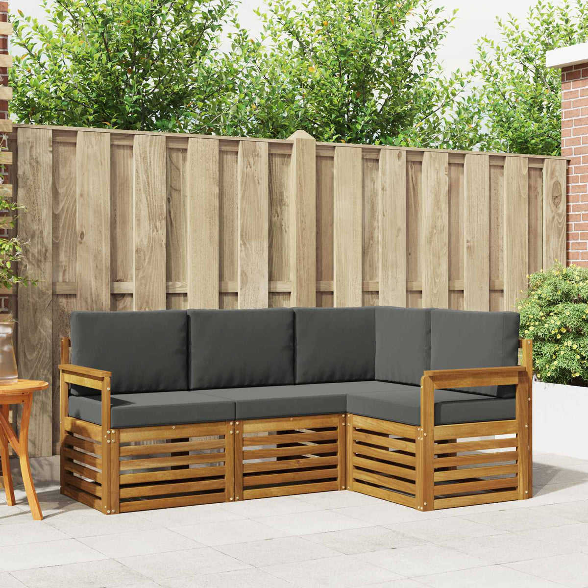 Sofa-Sets 4 pcs Natuurlijk en Antraciet Massief Acaciahout is nu te koop bij PeponiXL, paradijselijk wonen!
