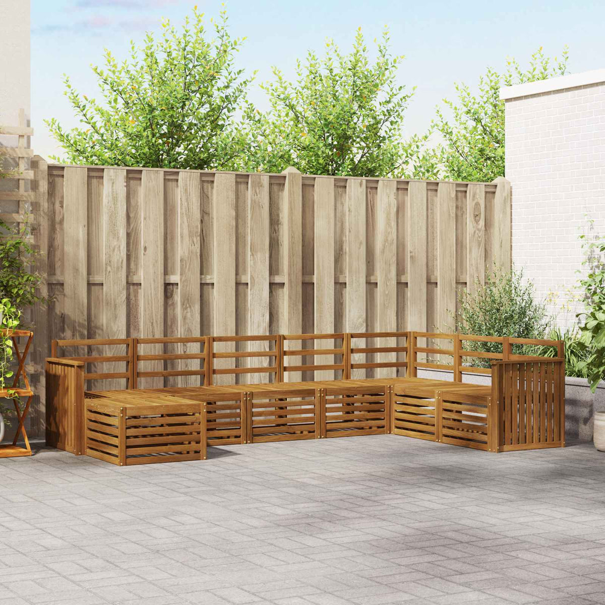 Buiten bankenset 8 pcs Naturel Massief Acaciahout is nu te koop bij PeponiXL, paradijselijk wonen!
