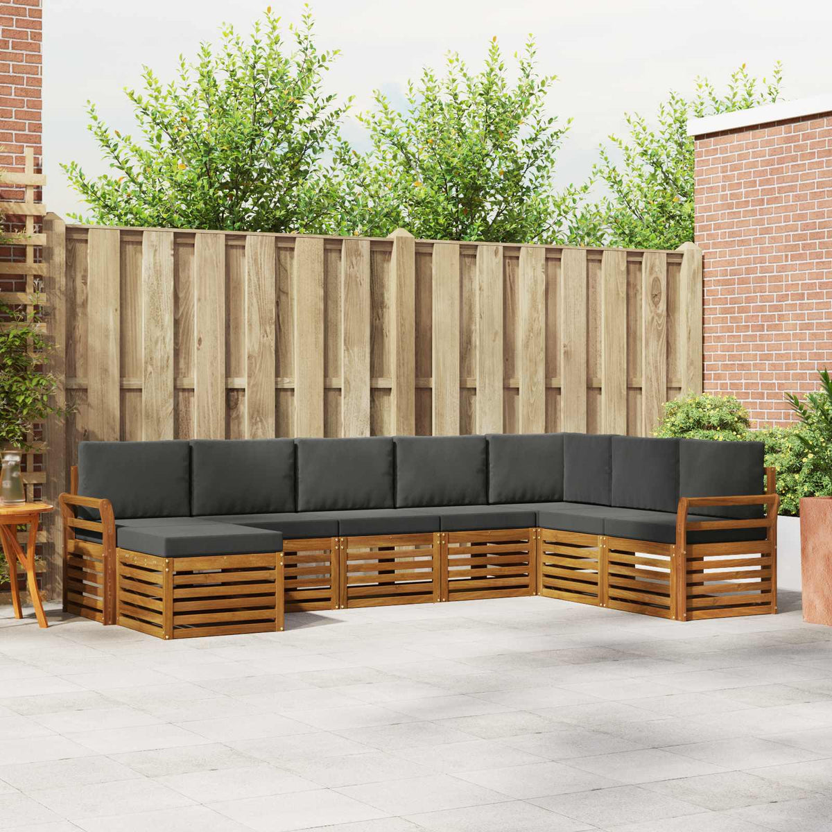 Buiten bankenset met kussen 8 pcs Natuurlijk en Antraciet is nu te koop bij PeponiXL, paradijselijk wonen!