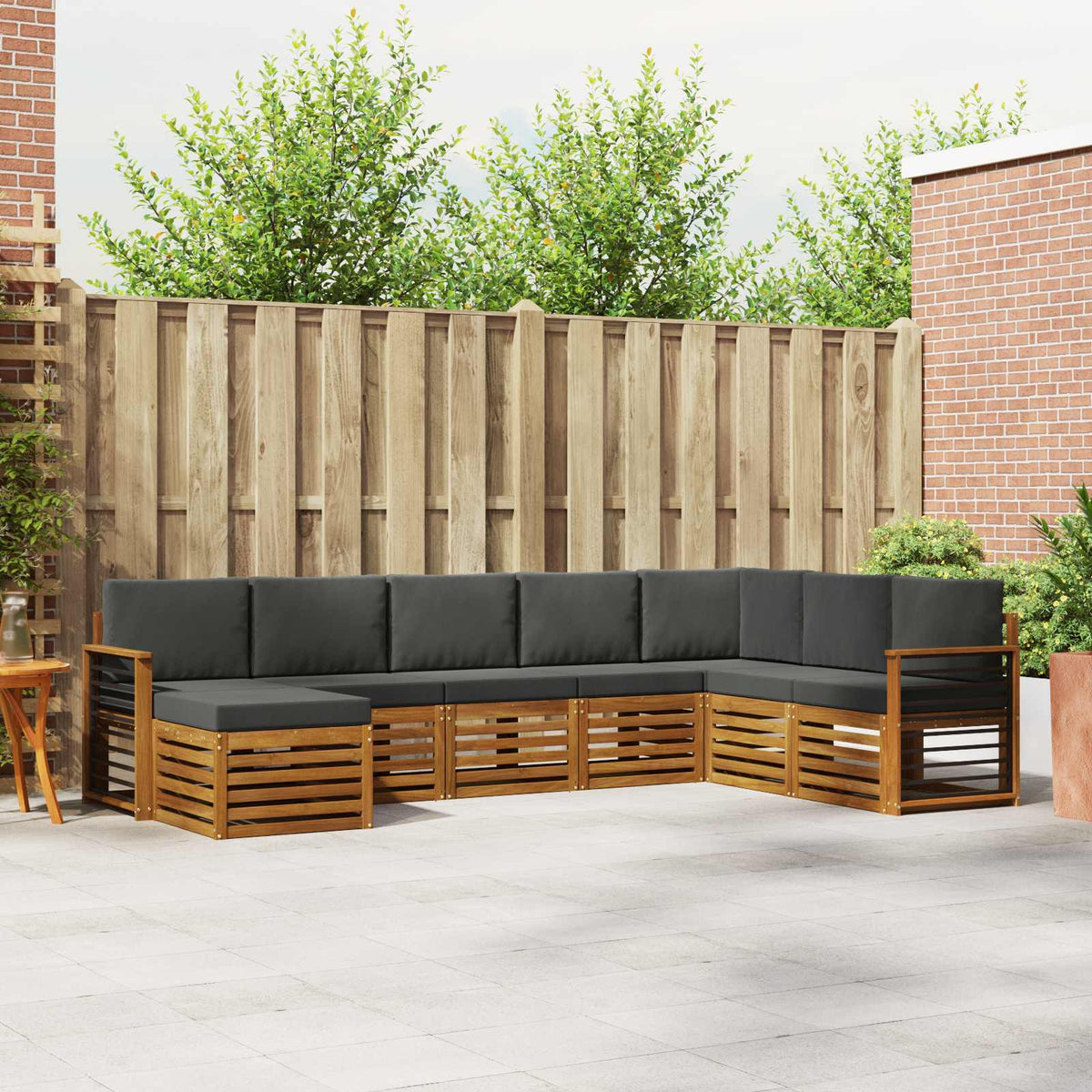 Buiten bankenset met kussen 8 pcs Natuurlijk en Antraciet is nu te koop bij PeponiXL, paradijselijk wonen!