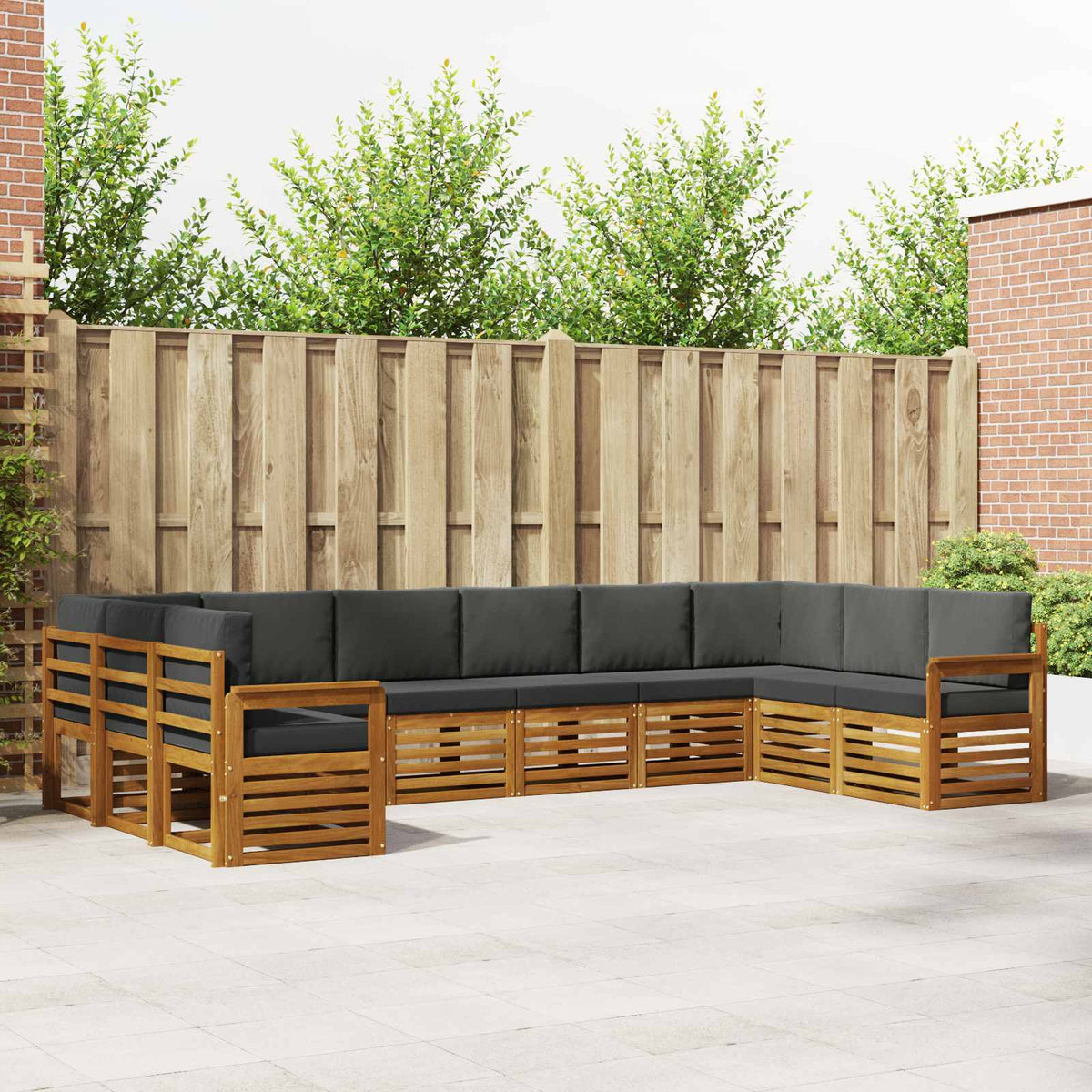 Hoekbank Set met kussen 10 pcs Natuurlijk en Antraciet is nu te koop bij PeponiXL, paradijselijk wonen!