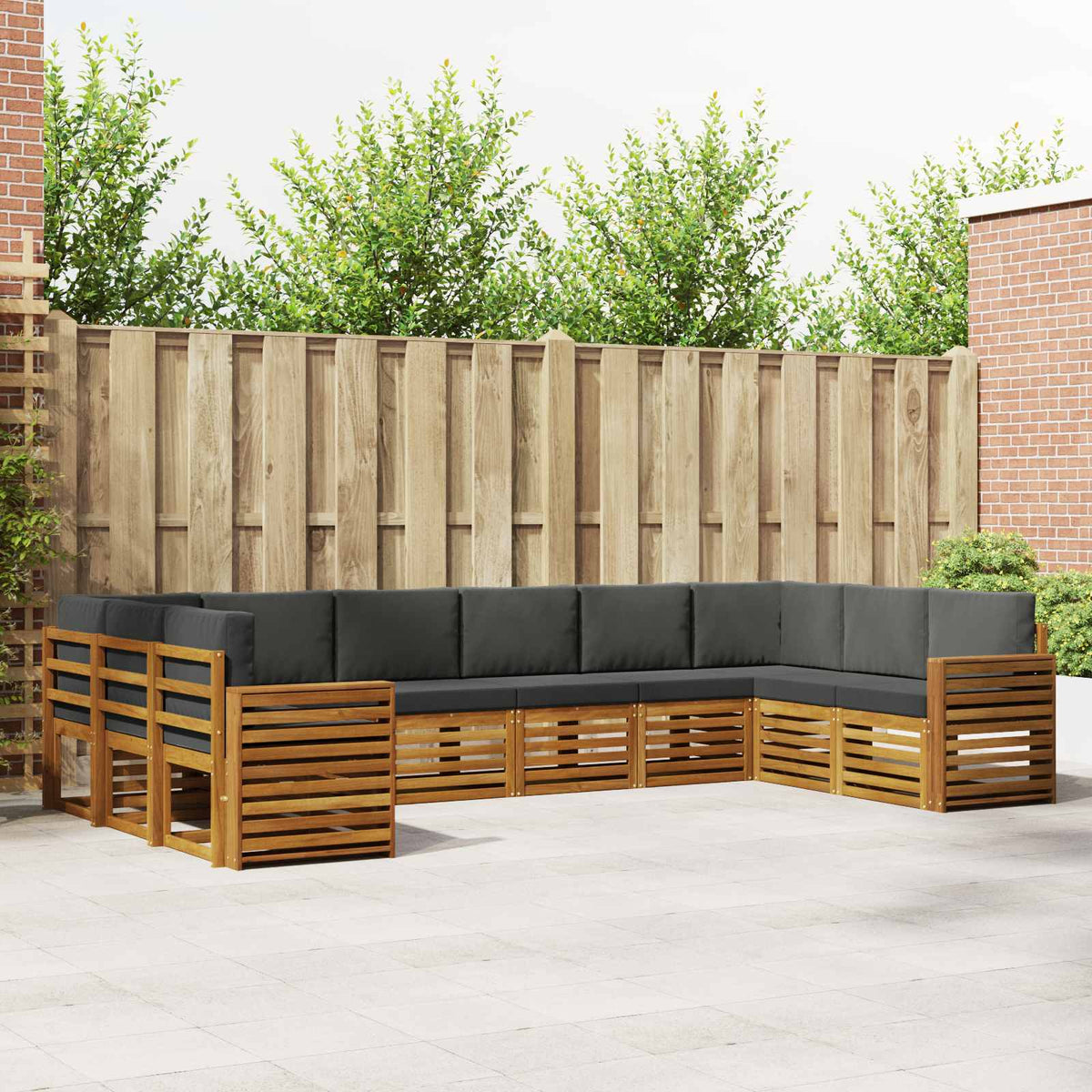 Hoekbank Set met kussen 10 pcs Natuurlijk en Antraciet is nu te koop bij PeponiXL, paradijselijk wonen!