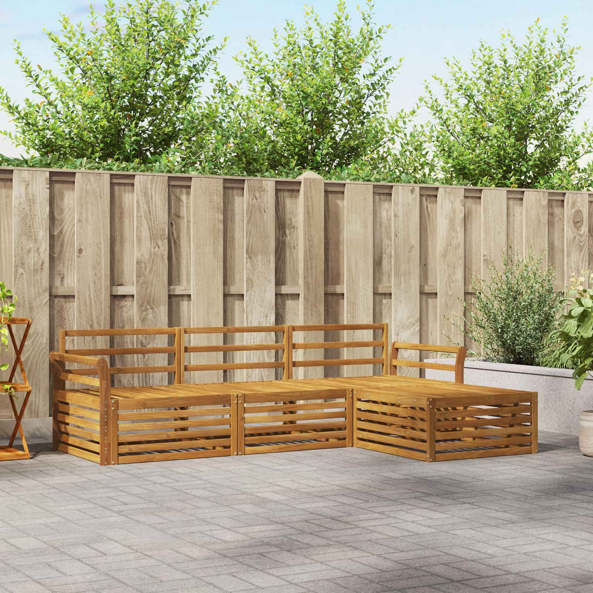 Buiten bankenset Naturel 254 x 162,5 x 73 cm Massief Acaciahout is nu te koop bij PeponiXL, paradijselijk wonen!