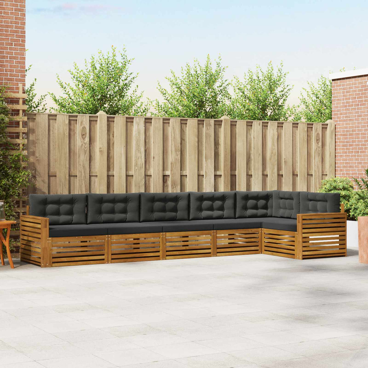 Buiten bankenset met kussen 6 pcs Natuurlijk en Antraciet is nu te koop bij PeponiXL, paradijselijk wonen!