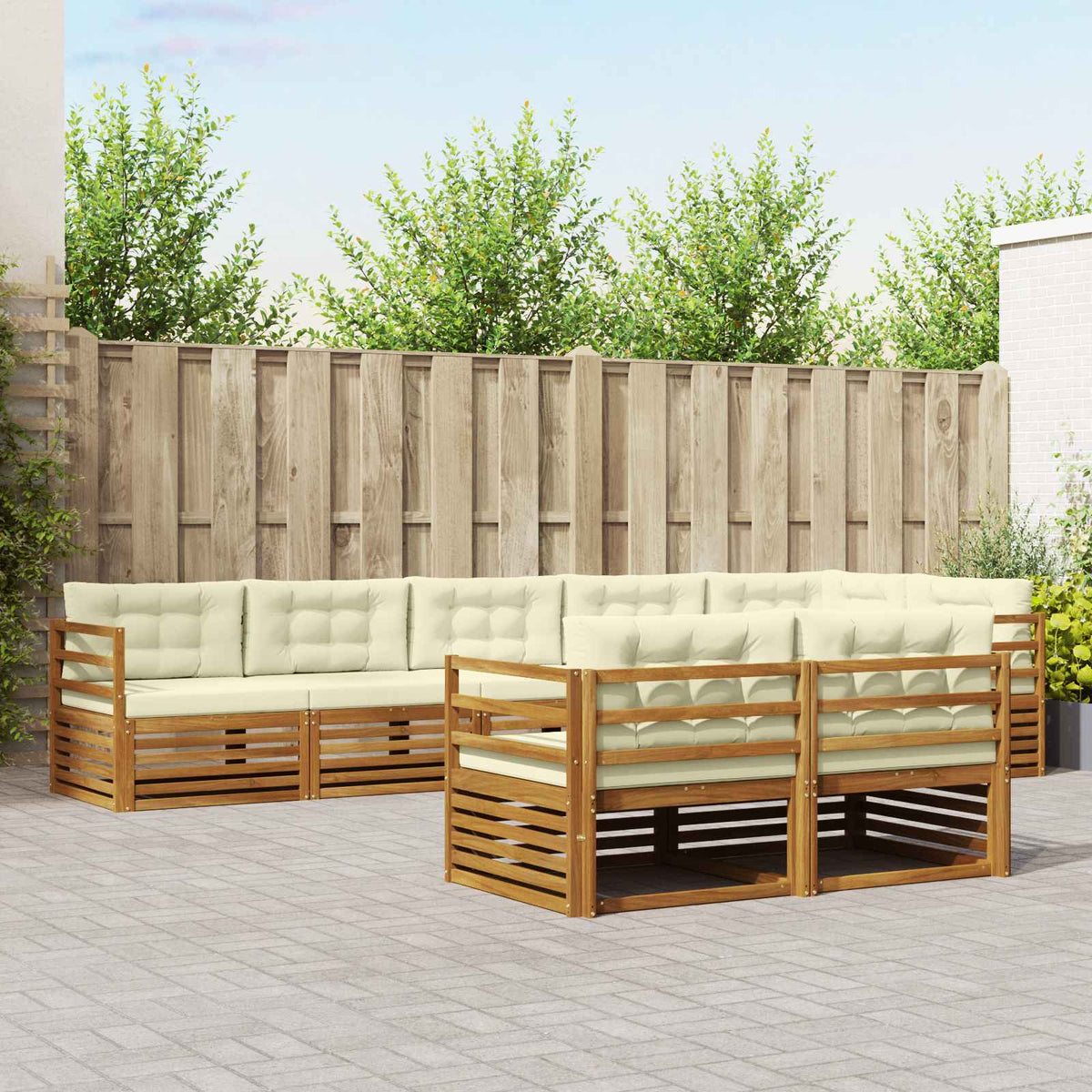 Buiten bankenset met kussen 8 pcs Natuurlijk en Crème is nu te koop bij PeponiXL, paradijselijk wonen!