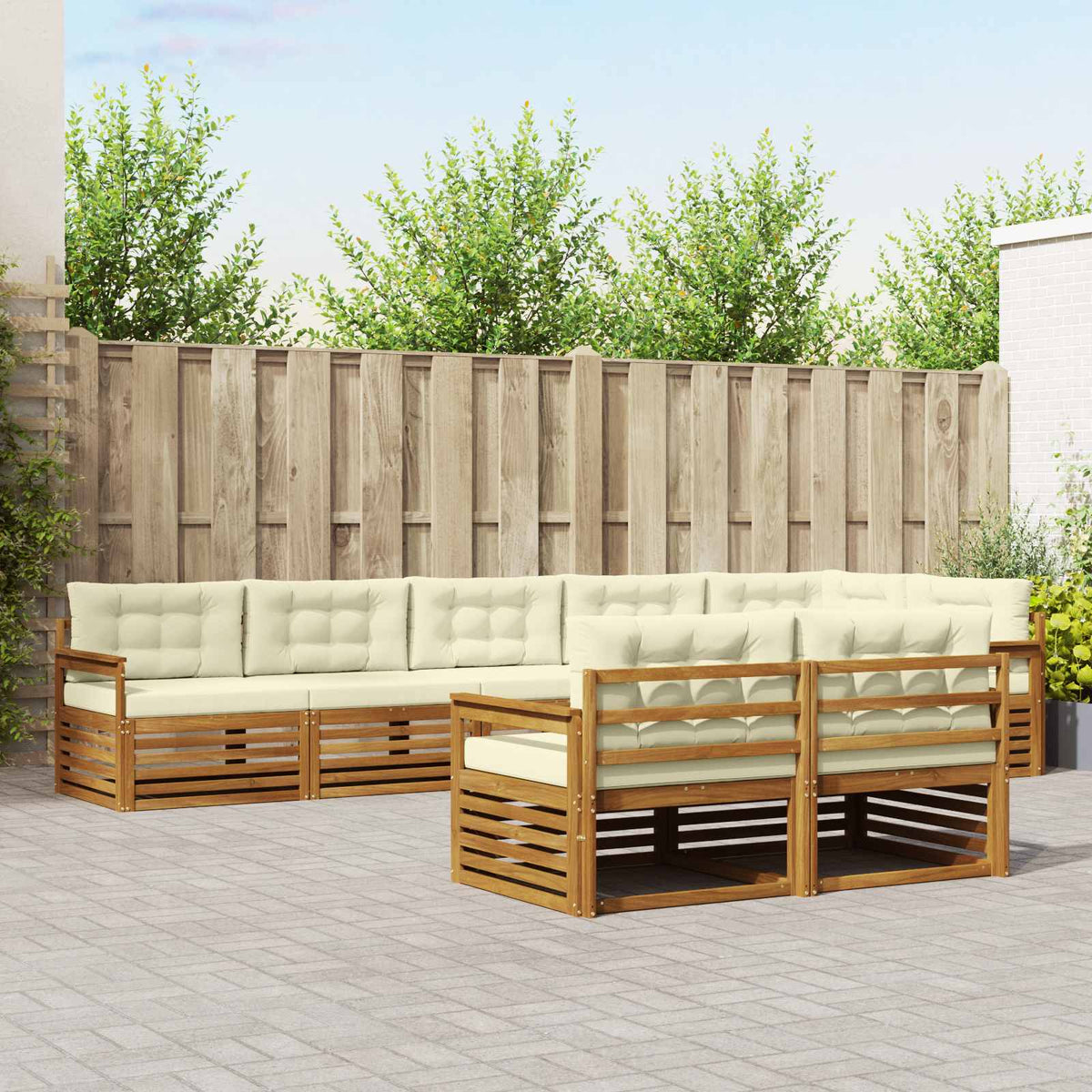 Buiten bankenset met kussen 8 pcs Natuurlijk en Crème is nu te koop bij PeponiXL, paradijselijk wonen!