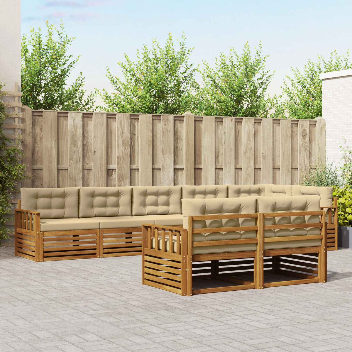 Buiten bankenset met kussen 8 pcs Natuurlijk en Beige is nu te koop bij PeponiXL, paradijselijk wonen!