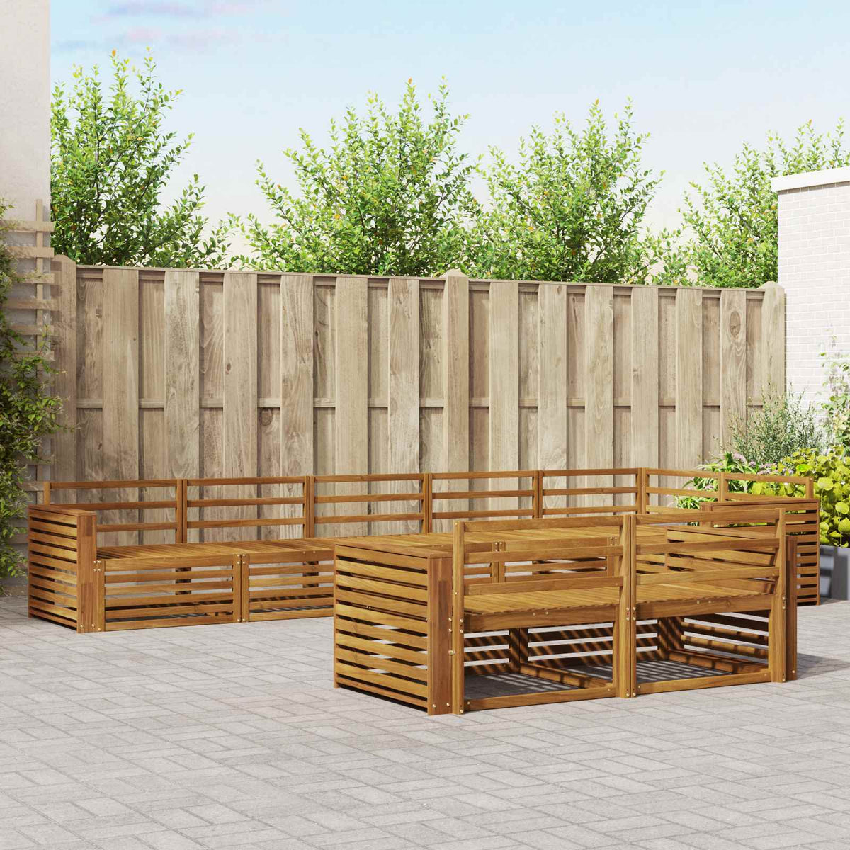 Buiten bankenset 8 pcs Naturel Massief Acaciahout is nu te koop bij PeponiXL, paradijselijk wonen!