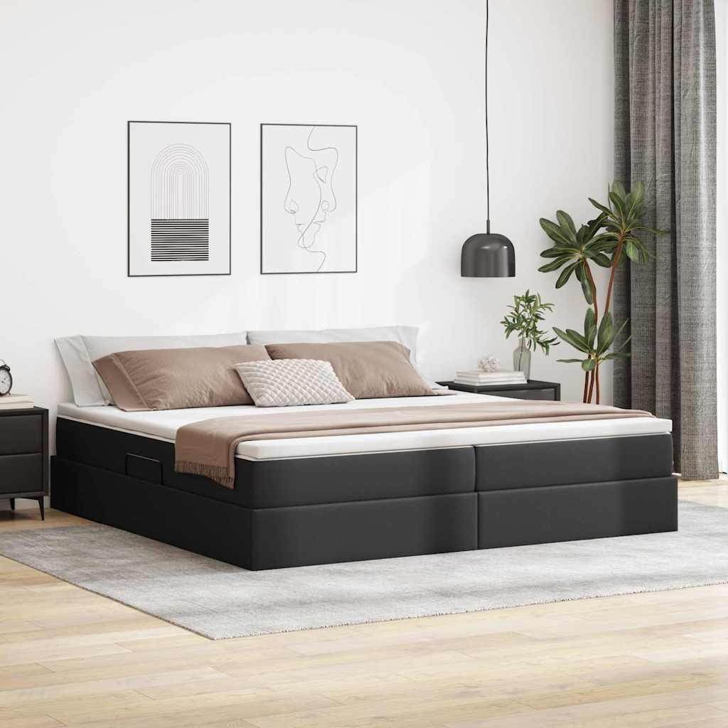 Opslag bed met matras met matras Zwart 200 x 200 cm Nep Leer is nu te koop bij PeponiXL, paradijselijk wonen!