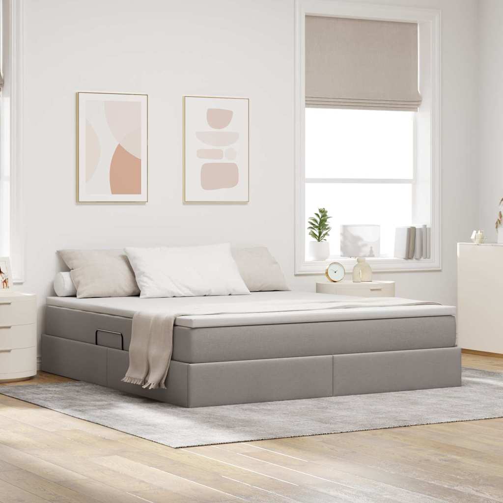 Opslag bed met matras met matras Taupe 160 x 200 cm Polyester is nu te koop bij PeponiXL, paradijselijk wonen!