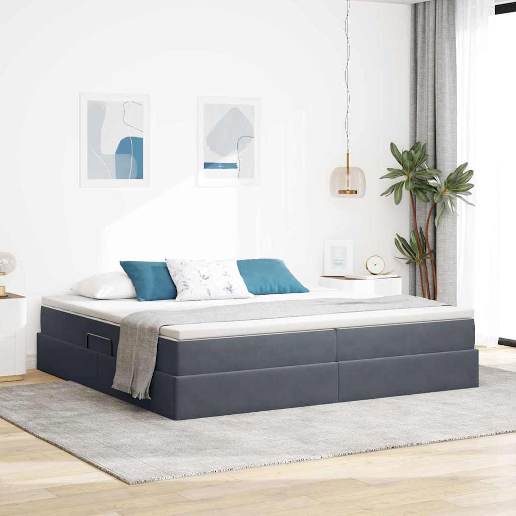 Opbergbed met matras Donkergrijs 200 x 200 cm Fluweel is nu te koop bij PeponiXL, paradijselijk wonen!