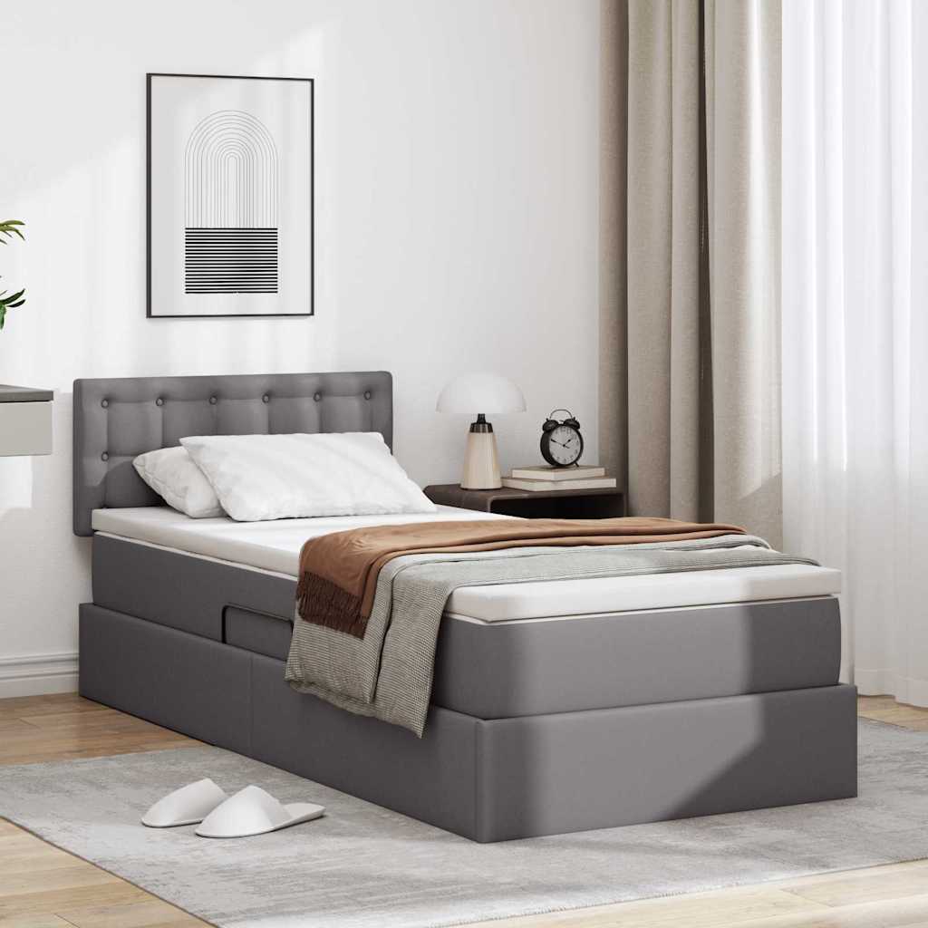 Opslag bed met matras met matras Grijs 90 x 200 cm Nep Leer is nu te koop bij PeponiXL, paradijselijk wonen!