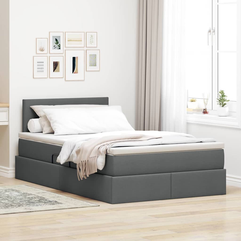 Opbergbed met matras Donkergrijs 120 x 190 cm Bewerkt hout is nu te koop bij PeponiXL, paradijselijk wonen!