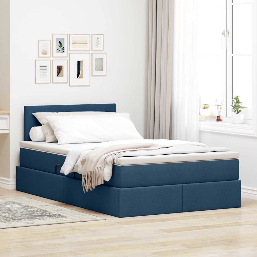 Opbergbed met matras met matras Blauw 120 x 190 cm Bewerkt hout is nu te koop bij PeponiXL, paradijselijk wonen!