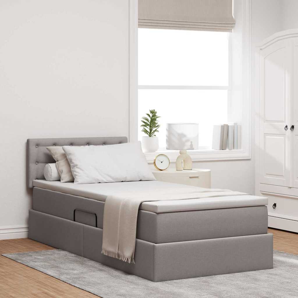Opbergbed met matras met matras Taupe 90 x 200 cm Bewerkt hout is nu te koop bij PeponiXL, paradijselijk wonen!
