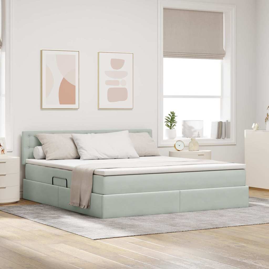 Opslag bed met matras Lichtgrijs 180 x 200 cm Fluweel is nu te koop bij PeponiXL, paradijselijk wonen!