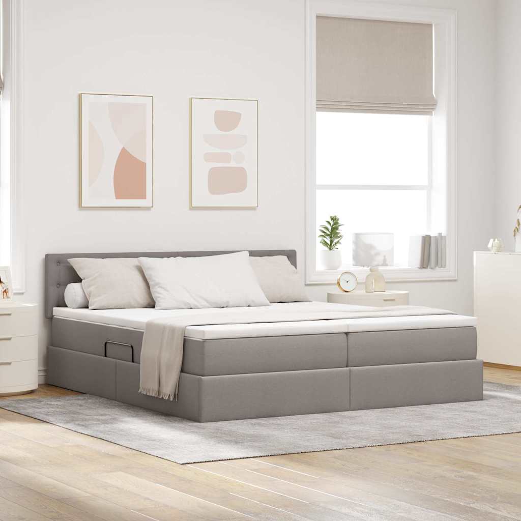 Opslag bed met matras met opslag Taupe 200 x 200 cm Nep Leer is nu te koop bij PeponiXL, paradijselijk wonen!