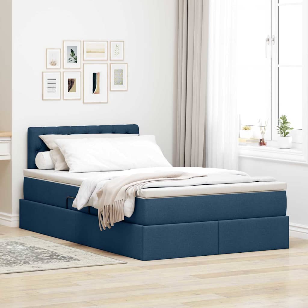 Opbergbed met LED met matras met LED Blauw 120 x 190 cm Stof is nu te koop bij PeponiXL, paradijselijk wonen!
